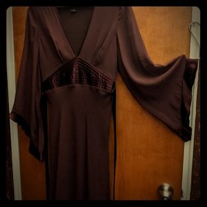 Express Plum Silk Kimono-sleeve Tie Back Dress
